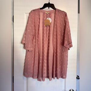 Kori Pink Textured Sheer Robe